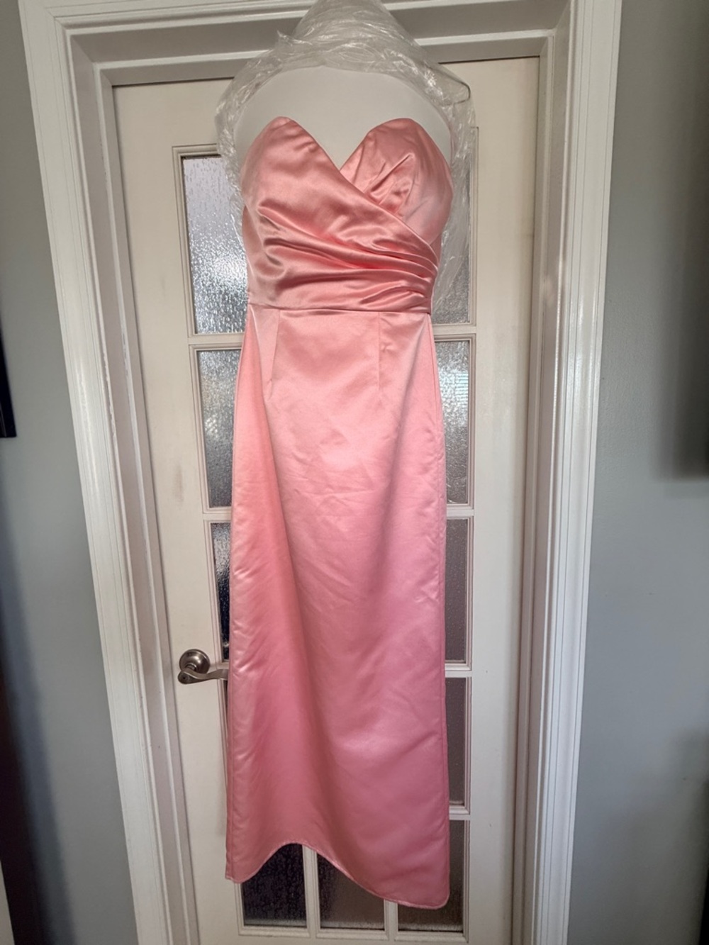 Lulu's Strapless Pink Satin Sweetheart Gown Midi